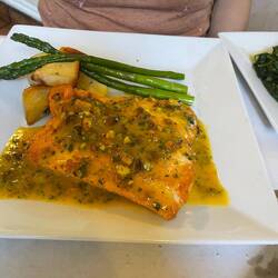 Orange pistachio salmon