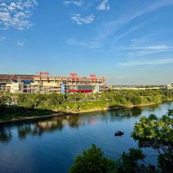 Nissan Stadium ... new stadium being built behind it.
