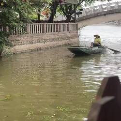 Sitting at 24 Café & Chill watching guides uniquely row their sampans using their feet! Love this!