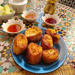 Morning breakfast - bread egg scrolls - mint tea