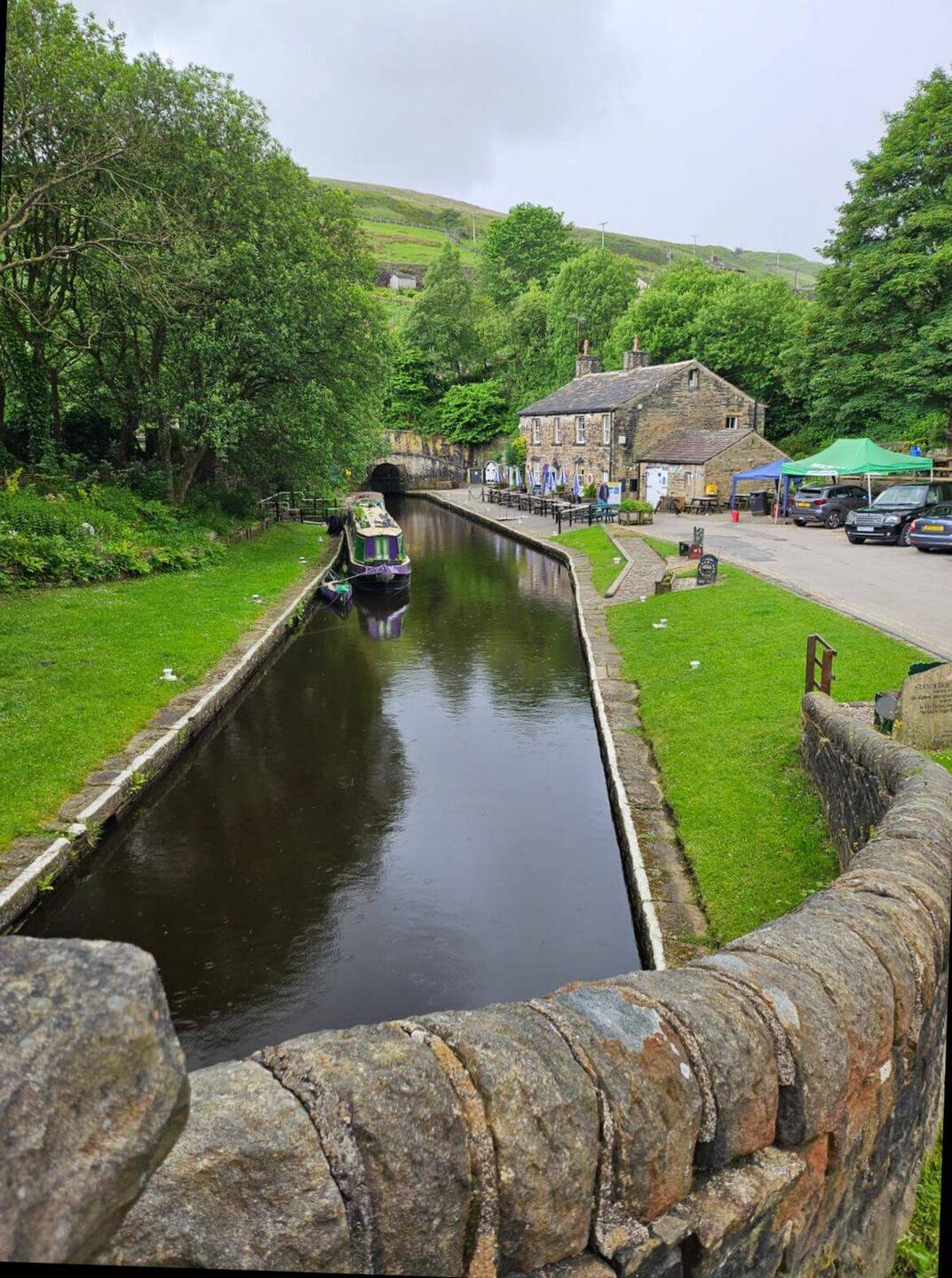 Moored within sight of the tunnel at Marsden