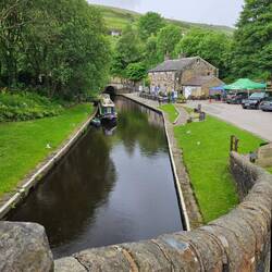 Moored within sight of the tunnel at Marsden
