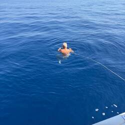 Kurzer Stopp im tiefblauen Meer