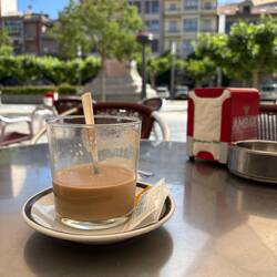 Still not used to coffee served in glasses.