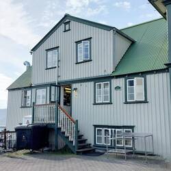The oldest building in Husavik, now part of a restaurant on the harbour