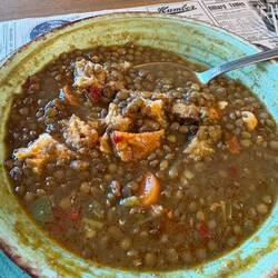 It doesn't look great, but this bean soup is one of the best things I've had on this trip.
