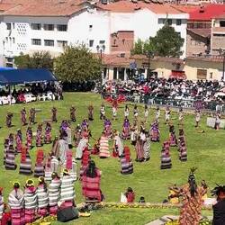 Ceremony to the sun god held in front of original Inca sun temple; now a Catholic Church