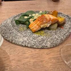 Trout with potato and spinach