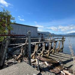 A marine ways next to the building.