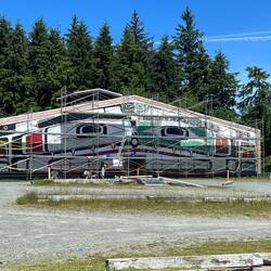 The Long House is getting some new paint. Thus the scaffolding.