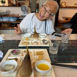 My friend Chieko at lunch at one of her favorite restaurants. These are the appetizers