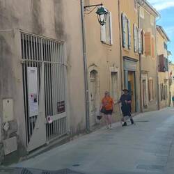 Driving one of the narrow streets of Ménerbes