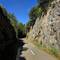 Rock-lined cycle path.