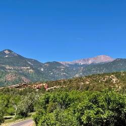 Pikes Peak and Manitou Incline in the background.