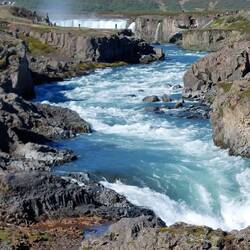 Walking to Godafoss Waterfall