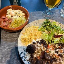 Brazilian feast. It was all delicious, and we had chocolate pudding for dessert.