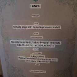 Menu at OMA