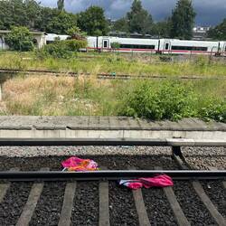 Zisi entdeckt etwas, dass sie aus der Schweiz nicht kennt: Müll im Gleisbett.