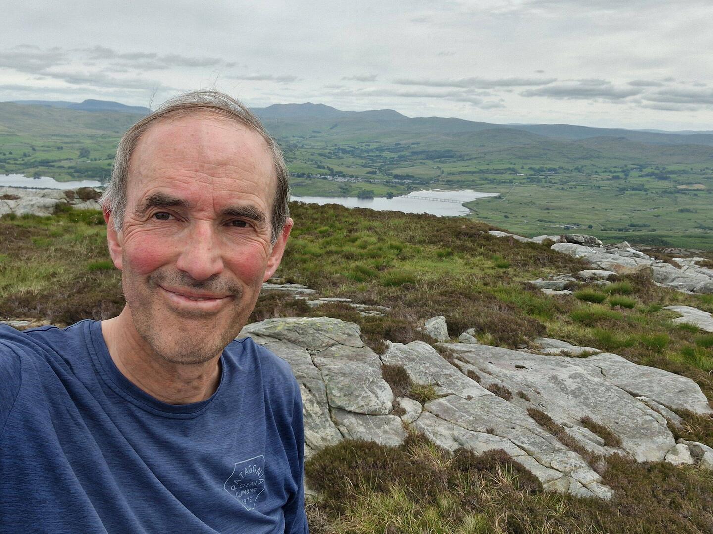 View east over Llyn Trawsfynydd from top of Moel Gyrafolen