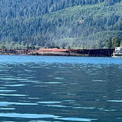 Looks like Kelsey Bay used some old ships as part of their breakwater.