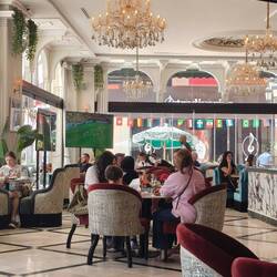 June 14 - stroll down Mohammed V ave - found french restaurant watched Aust v trkey