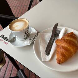 Breakfast outside, where it was still a little misty from last night's thunderstorm.
