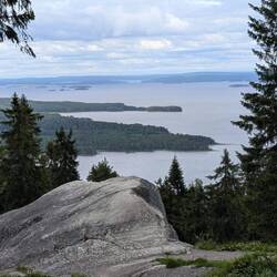Auf dem Ukko Koli. Unter uns der riesengroße Pielinen See mit dichbewaldeten Ufern..