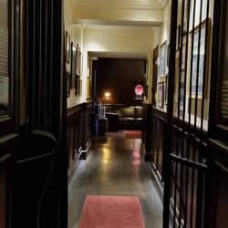 Hallway from hotel foyer to disused (since covid) bar and restaurant areas
