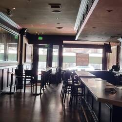 Disused bar and restaurant area of hotel - beautiful wood panelling