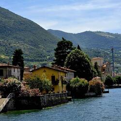 Cycling the shoreline of Lake Iseo.