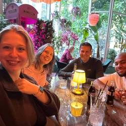 Beim Abendessen in London mit Muriel und Shane
