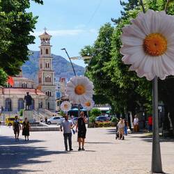 Korce has a very nice central area with a pedestrian mall.