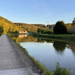 Sonnenuntergang bei der Rückfahrt an der Sambre
