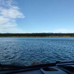 View out of the front cab window