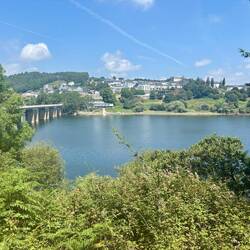 Portomarín. They built a dam and flooded the original, but did save some buildings to rebuild.