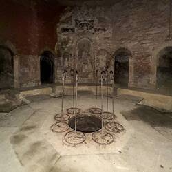Ducts, settling tanks, and the central hole through which the water moved to the lower level.