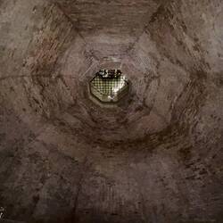 Looking up to the octagonal dome covering the upper level of the cistern — Bagni di Mario.