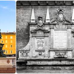 The Neptune Fountain (L) and Old Fountain were once fed by water from Bagni di Mario.