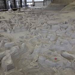 A view of the dig site from one end.