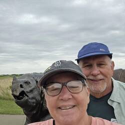 Phil and I by the rhino statue.
