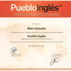 My certificate of achievement