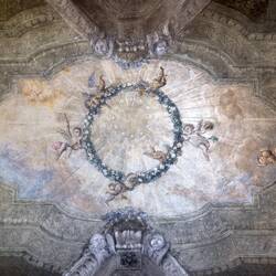 Ceiling fresco in the Our Lady of Prayer Chapel — Museo San Colombano, Bologna.