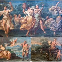 Scenes from the lavishly decorated Goccini harpsichord from 1725 — Museo San Colombano.