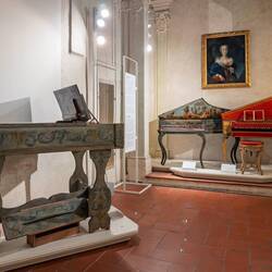 L to R: Goccini Harpsichord (1730-33); Bentside spinet (1754); spinet (Paris; 1681) — San Colombano.