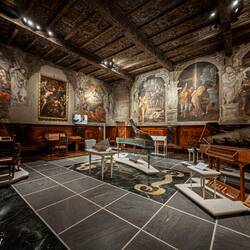 The oratory is decorated with frescos depicting scenes from the Passion — Museo San Colombano.