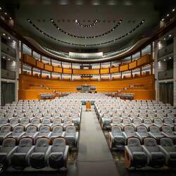 Looking out at the audience seating from the stage in Sala de Berardinis ... Arena del Sole.