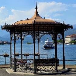 Waterfront gazebo at the ferry port in Stresa