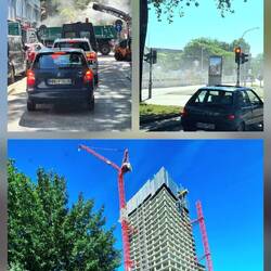 Hamburg St. Pauli: überall Baustelle. Unten: Rohbau des Elbtowers