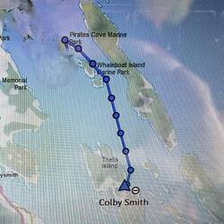 My Inreach track from Pirates Cove to Clam Bay.