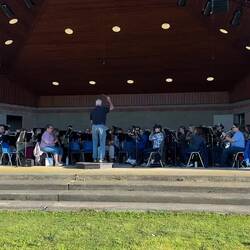 Orchestra practicing their music